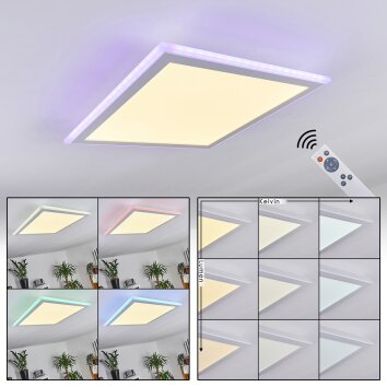 Mota Panel LED Blanca, 1 luz, Mando a distancia, Cambia de color