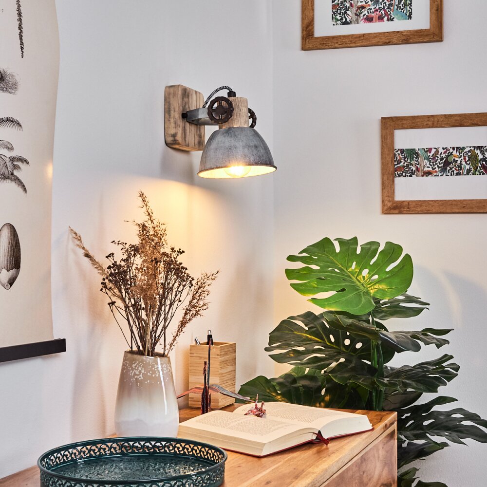 Orny Aplique Madera clara, Plata, 1 luz main product photo