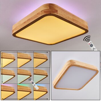 Batamoto Panel LED Madera clara, Blanca, 2 luces, Mando a distancia, Cambia de color Batamoto Panel LED Madera clara, Blanca, 2 luces, Mando a distancia, Cambia de color