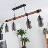 Hunouri Lámpara Colgante Madera oscura, Negro, 4 luces