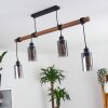 Hunouri Lámpara Colgante Madera oscura, Negro, 4 luces