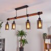 Hunouri Lámpara Colgante Madera oscura, Negro, 4 luces