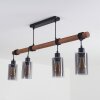 Hunouri Lámpara Colgante Madera oscura, Negro, 4 luces