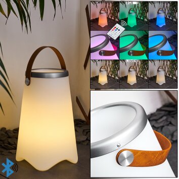Chilar Lámpara de mesa LED Marrón, Blanca, 1 luz, Mando a distancia, Cambia de color