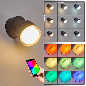 Papagayos Aplique para exterior LED Antracita, 1 luz, Cambia de color