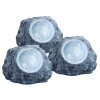 Globo SOLAR Piedras para jardín LED Gris, 3 luces