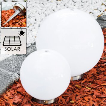 Conjunto lámparas esféricas solar LED Acero inoxidable, 2 luces