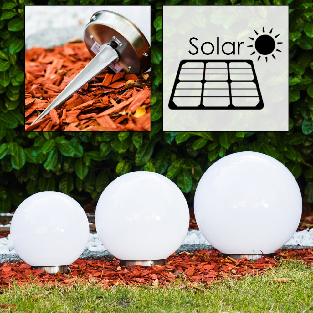 Solar Lámpara esféricas LED Acero inoxidable, 2 luces main product photo