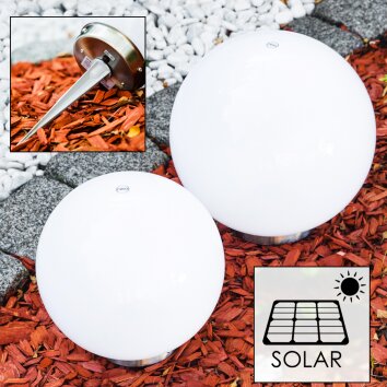 Conjunto lámparas esféricas solar LED Acero inoxidable, 2 luces