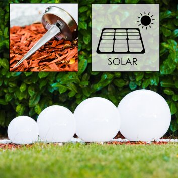 Solar Lámpara esféricas LED Acero inoxidable, 2 luces