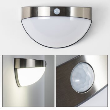 Pori Aplique para exterior LED Cromo, 1 luz, Sensor de movimiento