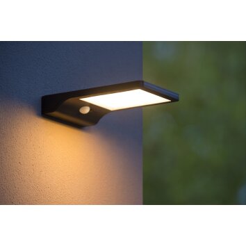 Lucide BASIC Aplique para exterior LED Negro, 1 luz, Sensor de movimiento