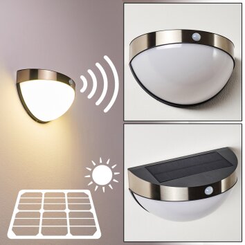 Basra Lámpara solar LED Cromo, 1 luz, Sensor de movimiento