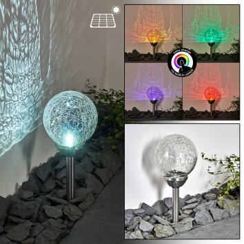 Carbonia Poste de Jardín LED Plata, 2 luces, Cambia de color