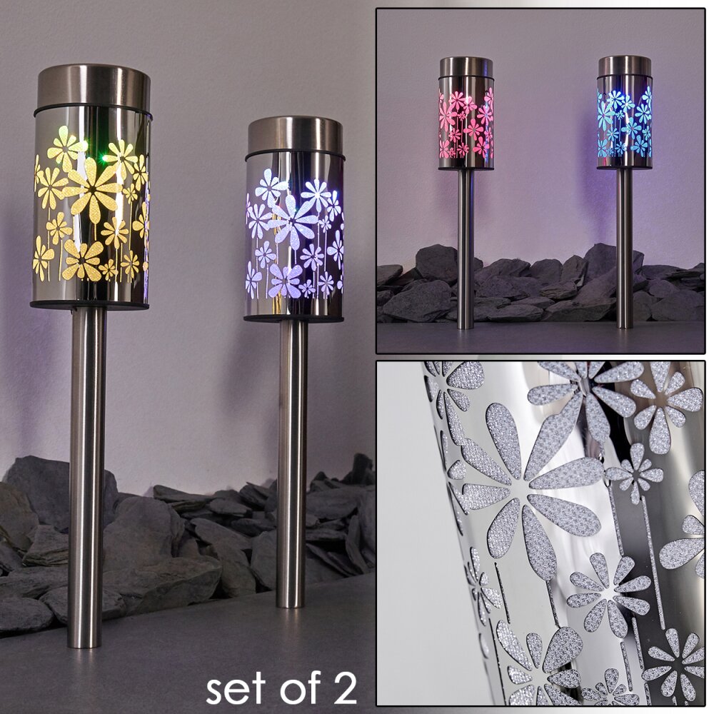 Gorizia Lámpara solar LED Acero inoxidable, 2 luces, Cambia de color main product photo