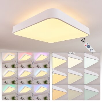 Batamoto Lámpara de Techo LED Blanca, 2 luces, Mando a distancia, Cambia de color