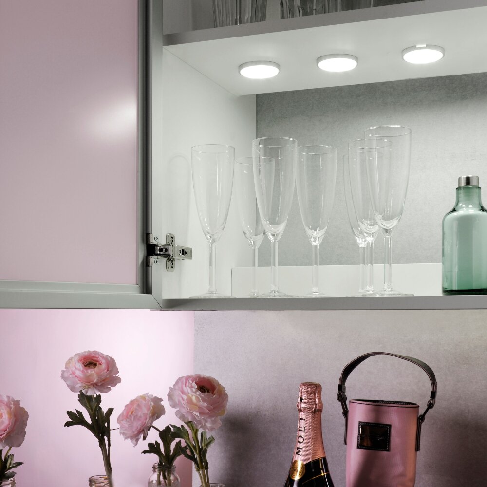 Leuchten Direkt THEO Lámpara para armarios LED Plata, 3 luces main product photo