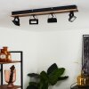 Giresta Lámpara de Techo LED Madera oscura, Negro, 4 luces