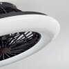 Piraeus Ventilador de techo LED Negro, 1 luz, Mando a distancia