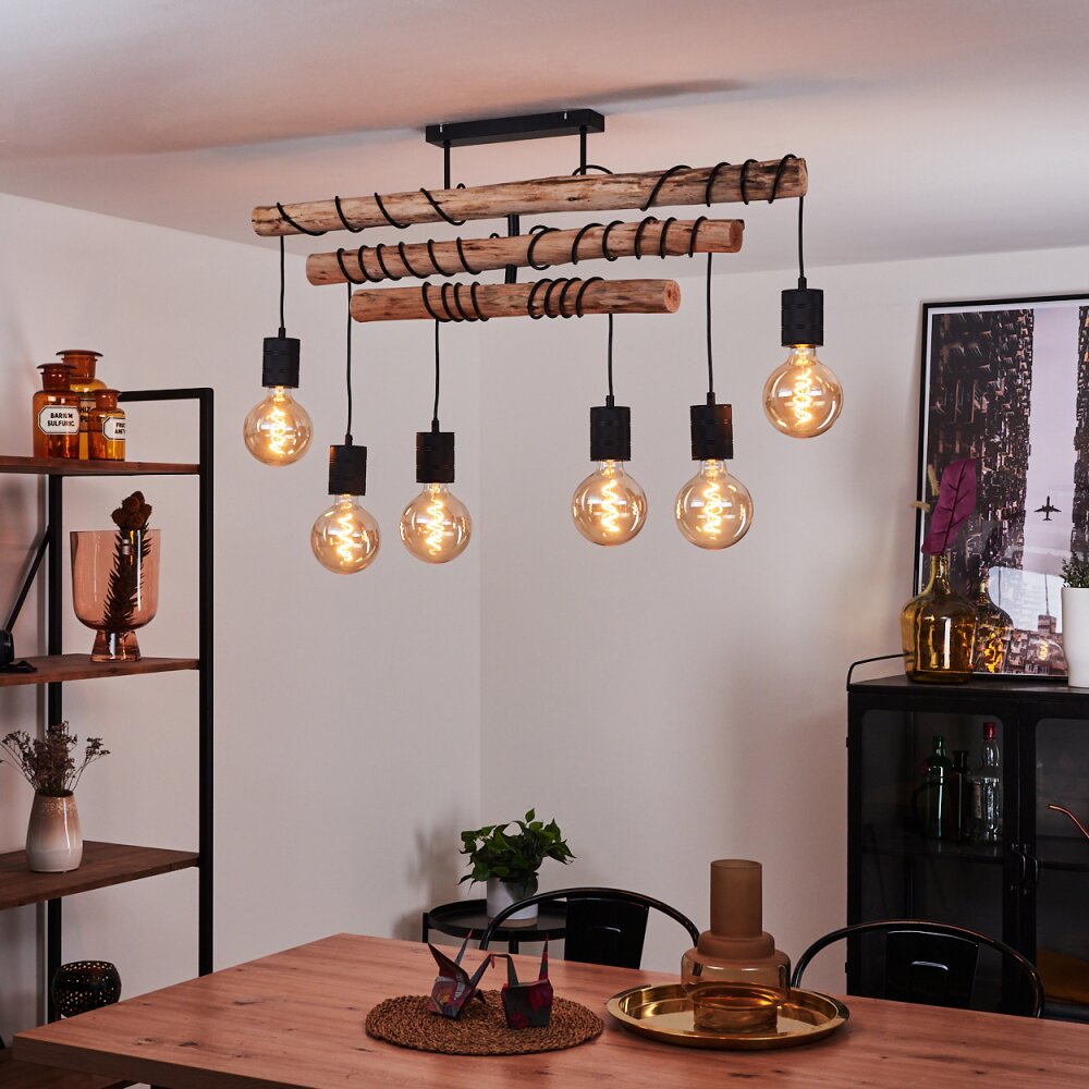Ajaccio Lámpara Colgante Madera clara, Negro, 6 luces main product photo