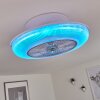 Riccione Ventilador de techo LED Blanca, 1 luz, Mando a distancia, Cambia de color