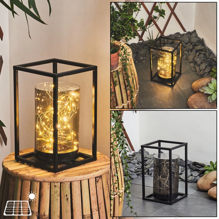 Aracaju Lámpara solar LED Negro, 40 luces Aracaju Lámpara solar LED Negro, 40 luces