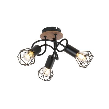 Globo XARA Lámpara de Techo Madera clara, Color madera, Negro, 3 luces