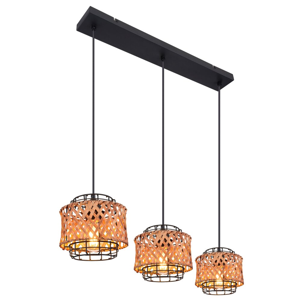 Globo GINA Lámpara Colgante Madera oscura, Negro, 3 luces main product photo
