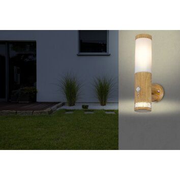 Globo JAICY Aplique para exterior Madera oscura, 1 luz, Sensor de movimiento