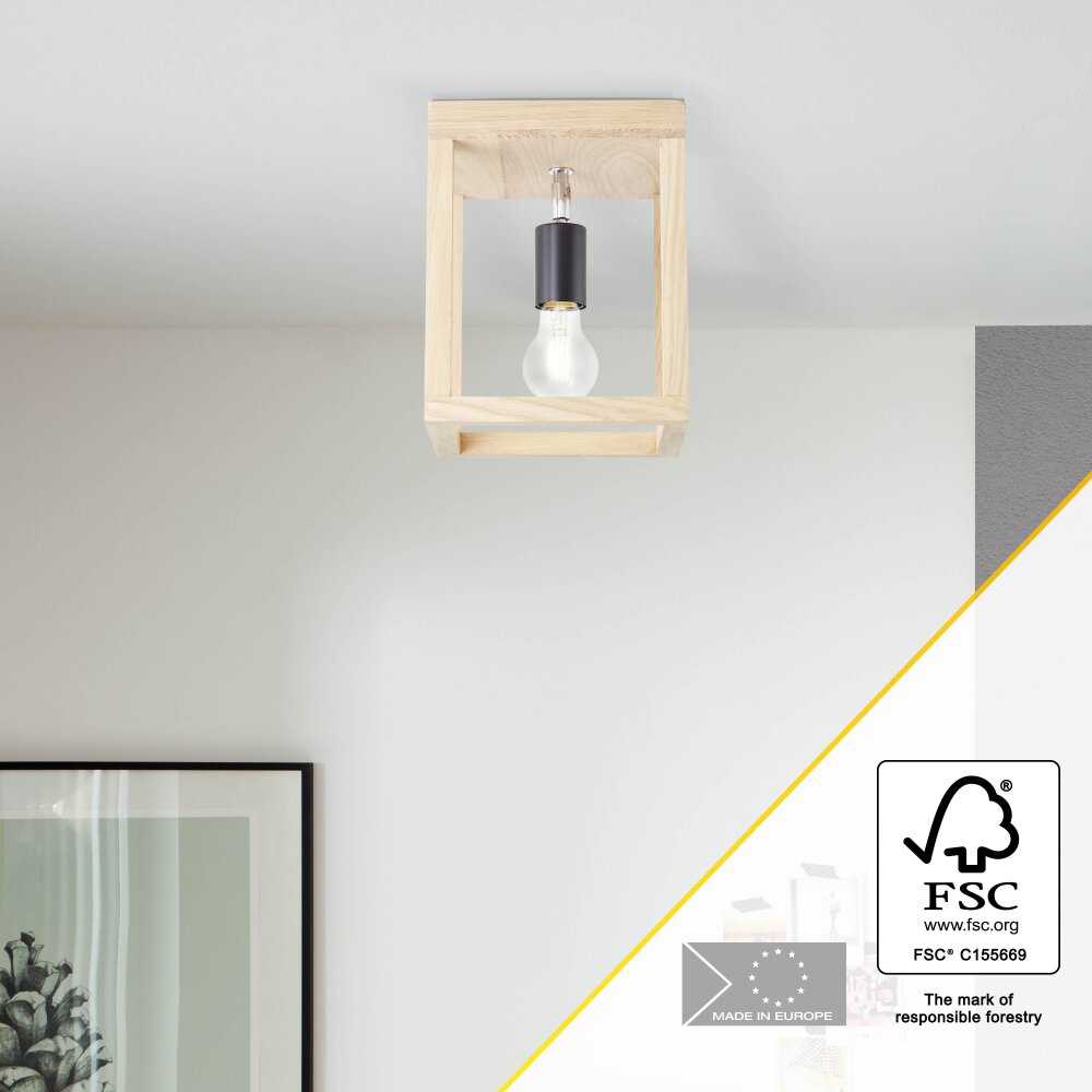 Brilliant Nerea Lámpara de Techo Madera clara, Negro, 1 luz main product photo