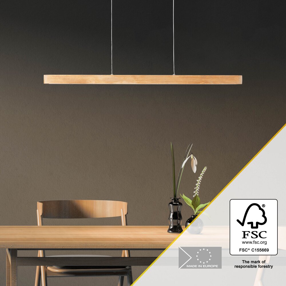 Brilliant Ainara Lámpara Colgante LED Madera clara, Negro, 1 luz main product photo