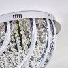 Toirano Lámpara de Techo LED Cromo, con efecto de brillo, Plata, Blanca, 2 luces, Mando a distancia, Cambia de color