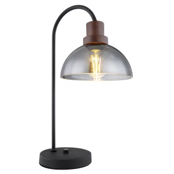 Globo SALSA Lámpara de mesa Madera oscura, Negro, 1 luz