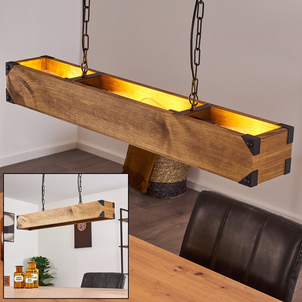 Olomouc Lámpara Colgante Madera clara, Negro, 4 luces main product photo