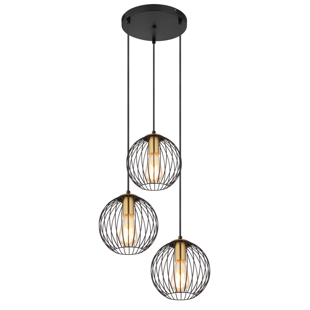 Globo EUSEBIUS Lámpara Colgante Negro, 3 luces main product photo