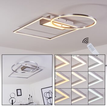 Loftheim Lámpara de Techo LED Cromo, Níquel-mate, 1 luz