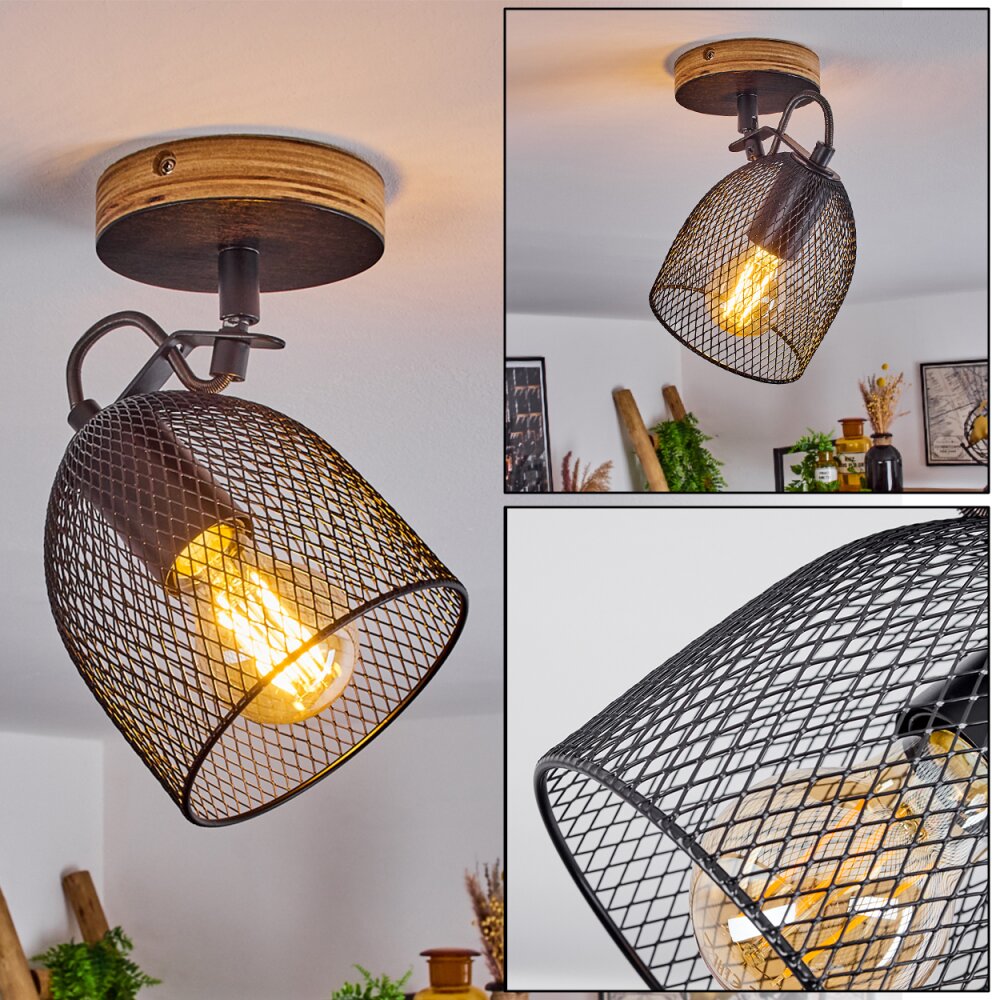 Hakvaag Lámpara de Techo Madera oscura, Negro, 1 luz main product photo