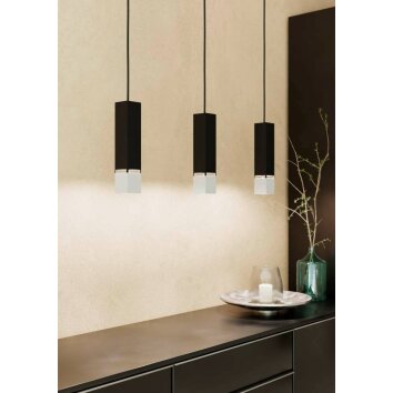 Eglo-Leuchten BUTRANO Lámpara Colgante LED Negro, Plata, 3 luces