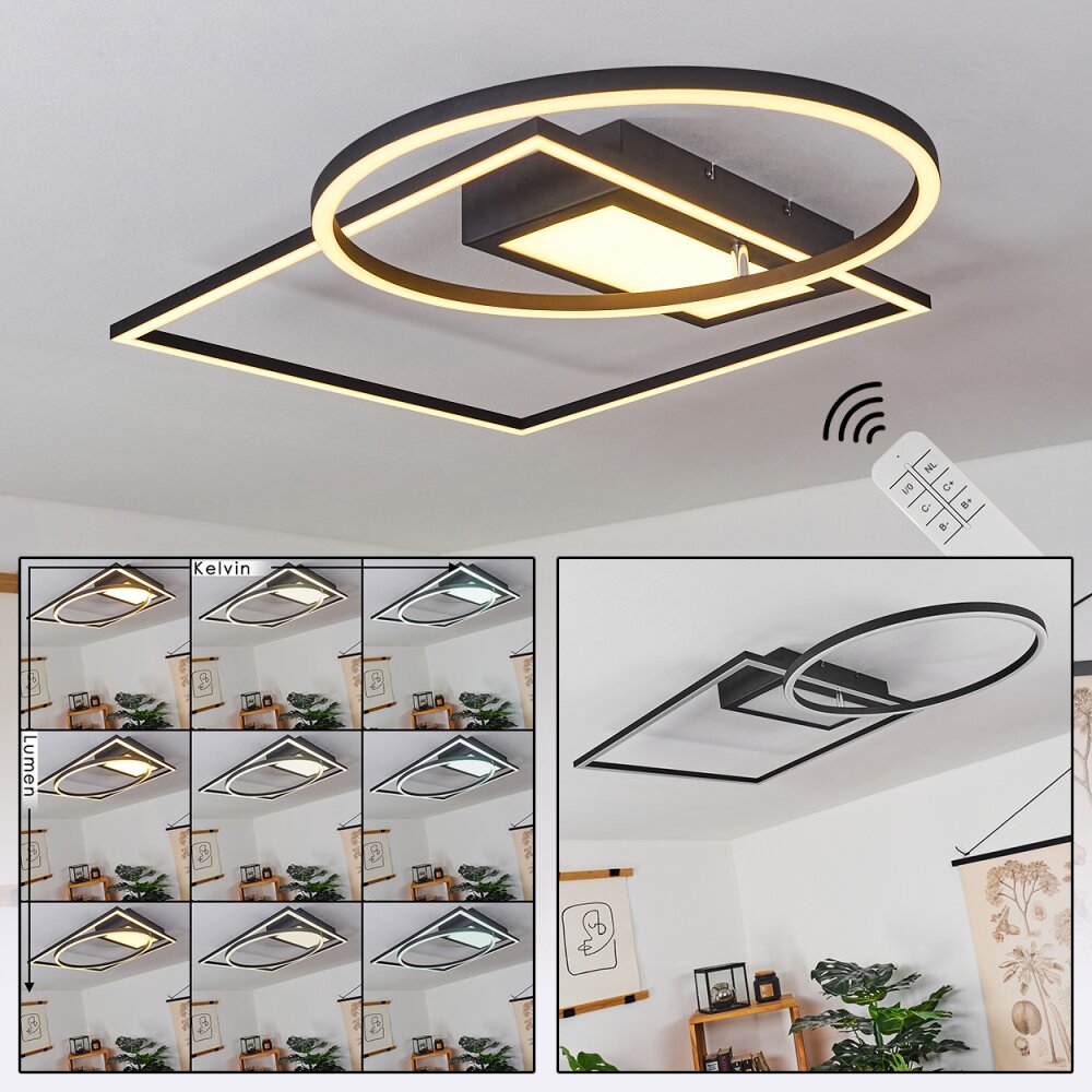 Loftheim Lámpara de Techo LED Cromo, Negro, Blanca, 1 luz, Mando a distancia main product photo