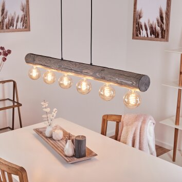 Canedo Lámpara Colgante Gris, Negro, 6 luces