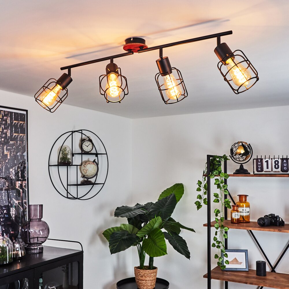 Loedingen Lámpara de Techo Madera oscura, Negro, 4 luces main product photo