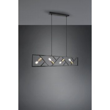 Trio-Leuchten Bela Lámpara Colgante Negro, 4 luces