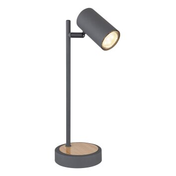 Globo ROBBY Lámpara de mesa Madera oscura, Negro, 1 luz