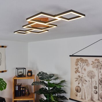 Zocca Lámpara de Techo LED Marrón, Madera oscura, 1 luz