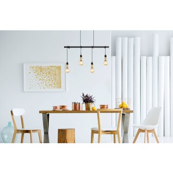 Globo ALEXIUS Lámpara Colgante Latón, Negro, 4 luces