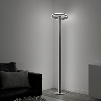 Paul-Neuhaus Q-VITO Lámpara de Pie LED Acero bruñido, 3 luces, Mando a distancia