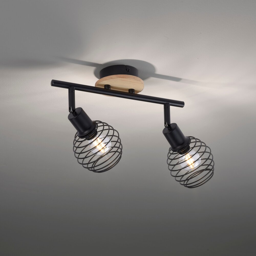 Leuchten-Direkt EUGEN Lámpara de Techo Crudo, Negro, 2 luces main product photo