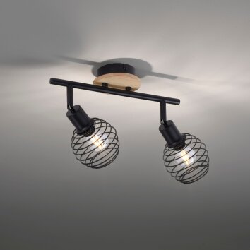 Leuchten-Direkt EUGEN Lámpara de Techo Crudo, Negro, 2 luces