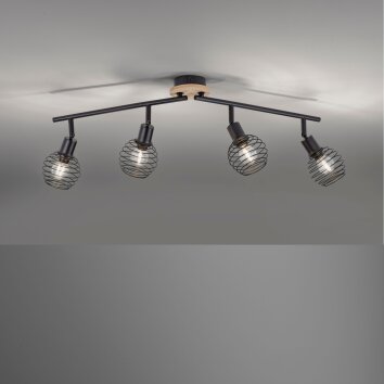 Leuchten-Direkt EUGEN Lámpara de Techo Crudo, Negro, 4 luces