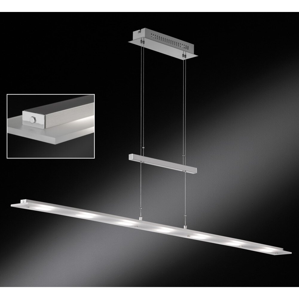 Honsel Largo Lámpara colgante LED Cromo, Níquel-mate, 7 luces main product photo
